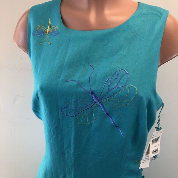 Donna Morgan Vintage Floral Embroidered Maxi Linen Dress Women’s 16 - Picture 8 of 16